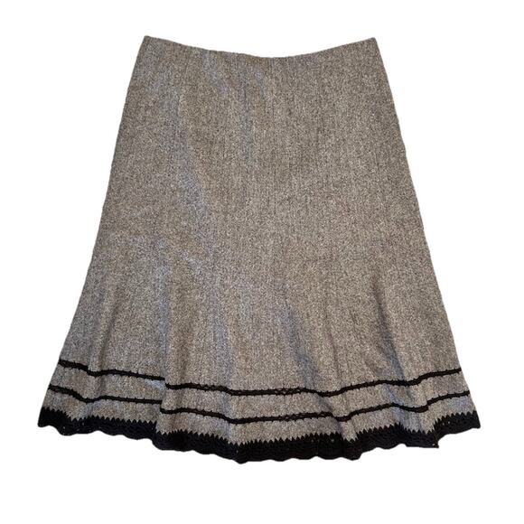 Vintage Talbots Wool Rayon Silk Blend Brown Crochet Midi Skirt Size 14 34” Waist - Picture 1 of 8